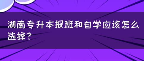 湖南專升本報(bào)班和自學(xué)應(yīng)該怎么選擇？(圖1)