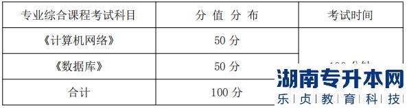 湖南信息學(xué)院專業(yè)綜合課程考試科目、分值分布及考試時(shí)間