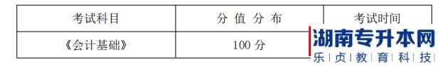 湖南信息學(xué)院2022年《會計學(xué)專業(yè)》專升本考試科目，分值分布及考試時間