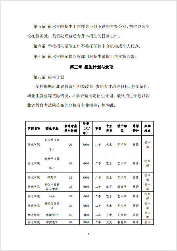 2023年衡水學院專升本招生章程公布！(圖2)