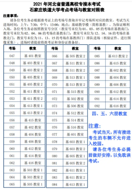 鐵道大學(xué)專(zhuān)接本考點(diǎn)考場(chǎng)分布